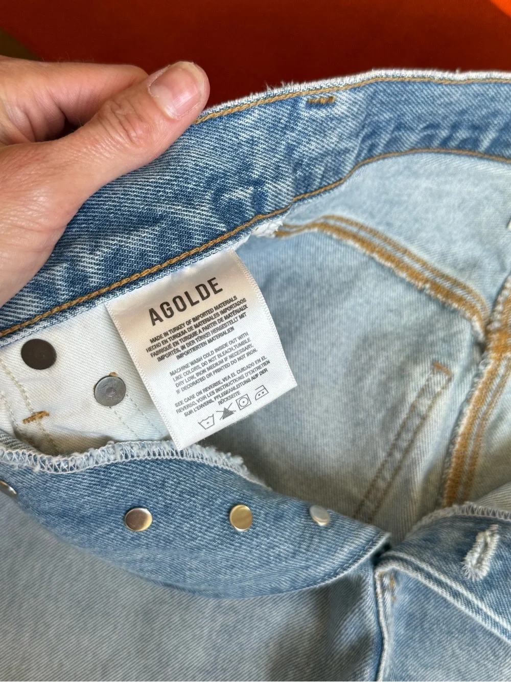 Agolde criss cross denim shorts